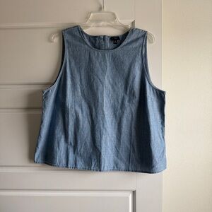 J. Crew Chambray Denim Button Back Shell Tank